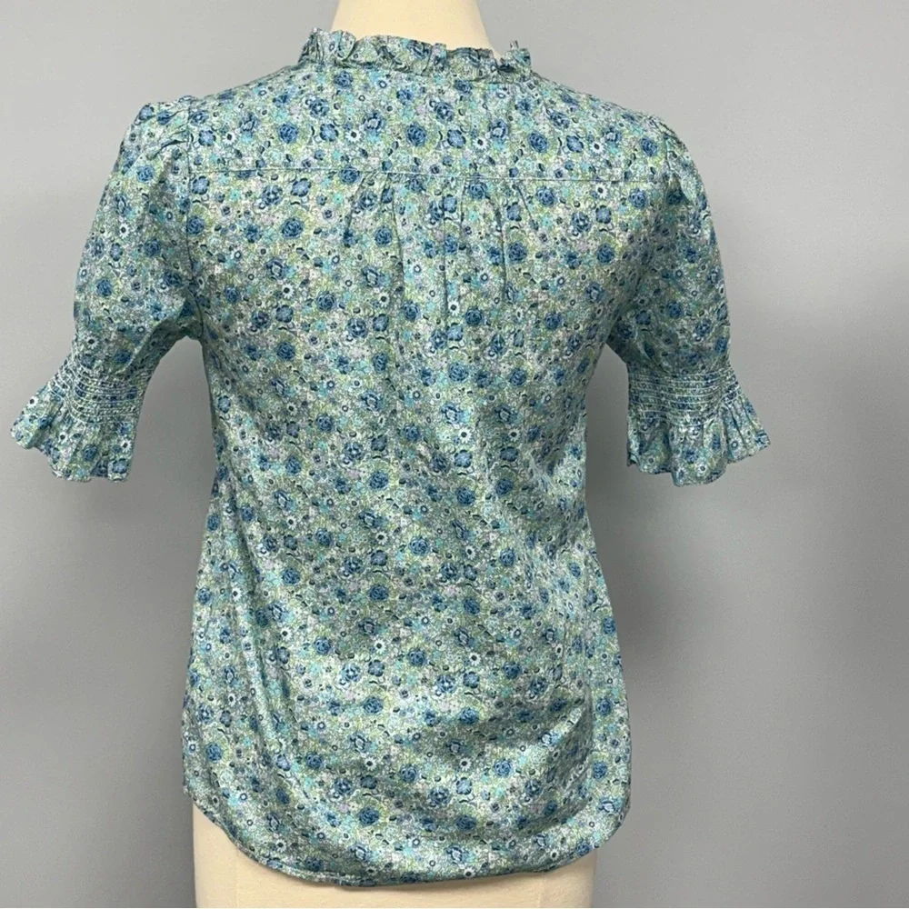 J Crew Liberty Fabric Amelie Floral Puff sleeve Top XS Cottagecore Prairie